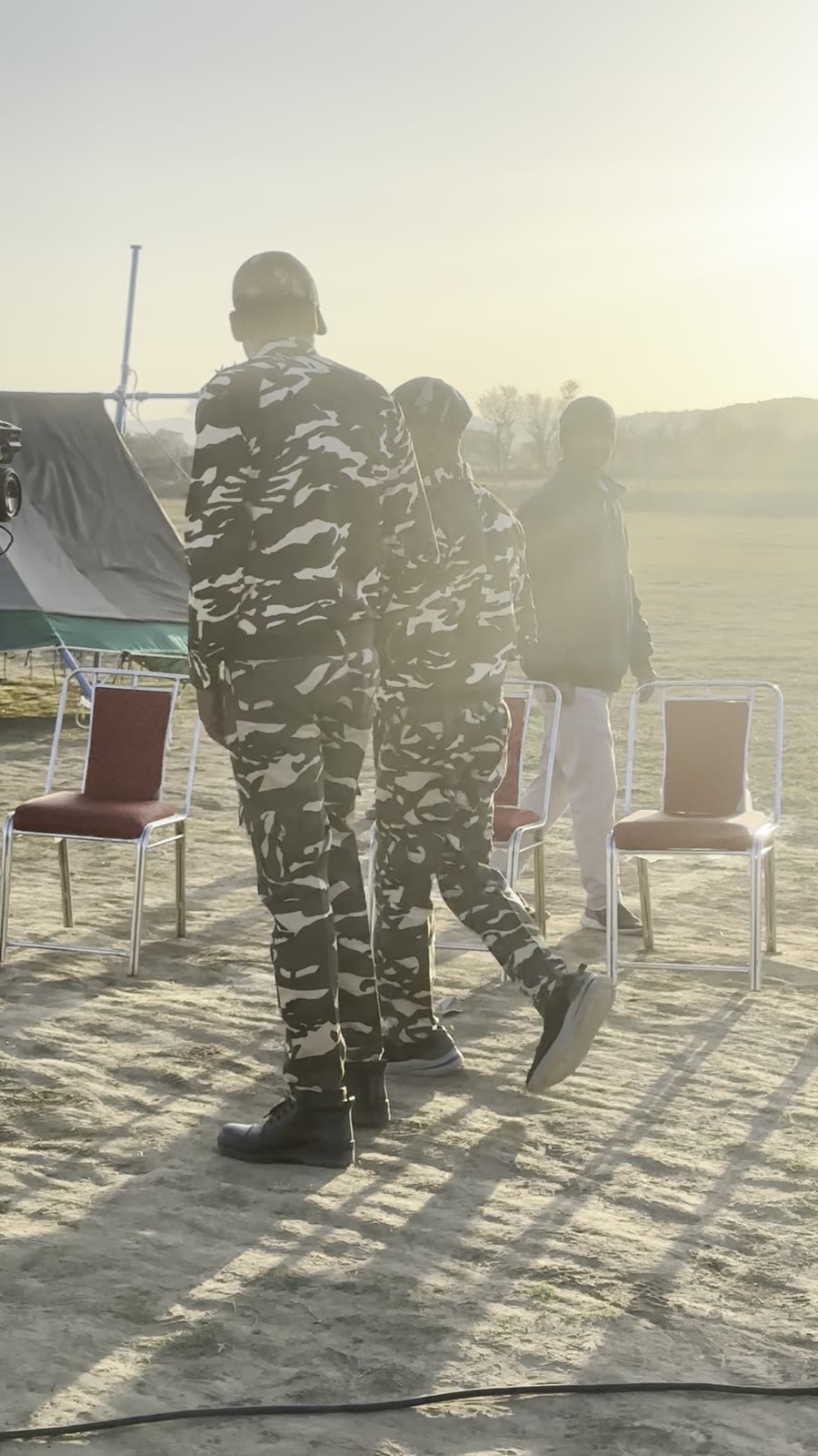 Outdoor shoot setup at sunrise